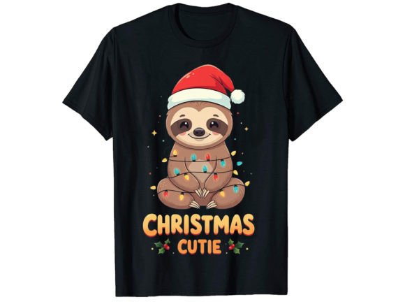 Christmas Cutie T-Shirt Design: Adorable Sloth Graphics for Every Project