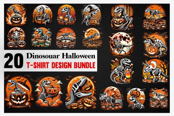Dinosaur Halloween T-shirt Design Bundle: A Spooky Creative Toolkit