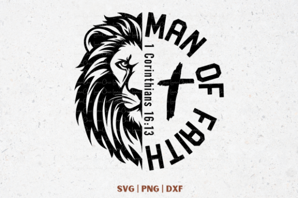 Man of Faith Lion Roman Design: A Bold Graphic Asset