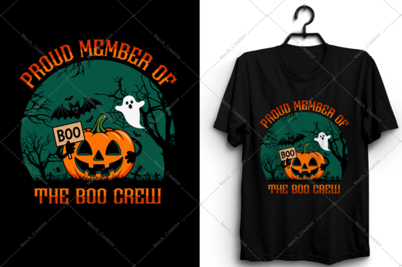 Spooky Seasonal Halloween T-shirt Design & Boo Crew Silhouette