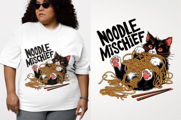 Whiskers & Noodles: Crafting Charm with the Cat Ramen T-Shirt Design